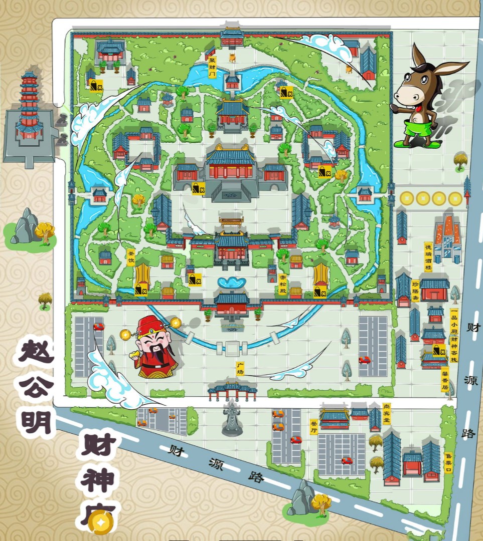 南平寺庙类手绘地图